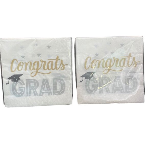 Congrats Grad College High School Graduation Celebration Napkins 32 Square 13x13 - Picture 1 of 3